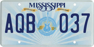 MS license plate AQB037