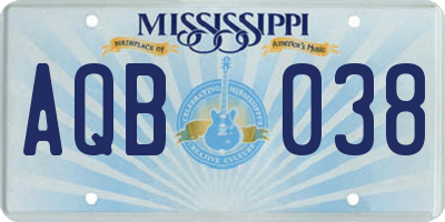 MS license plate AQB038