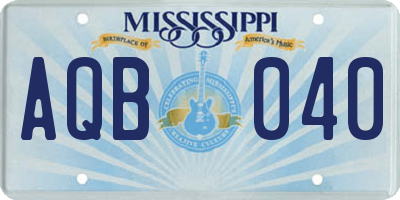 MS license plate AQB040