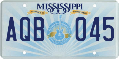 MS license plate AQB045