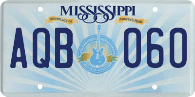MS license plate AQB060
