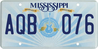 MS license plate AQB076