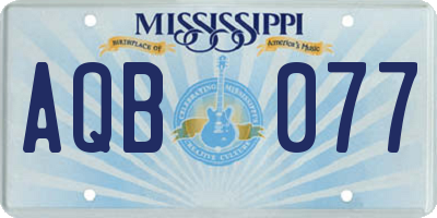 MS license plate AQB077