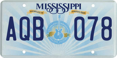 MS license plate AQB078