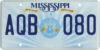 MS license plate AQB080