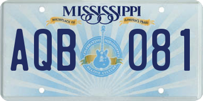 MS license plate AQB081
