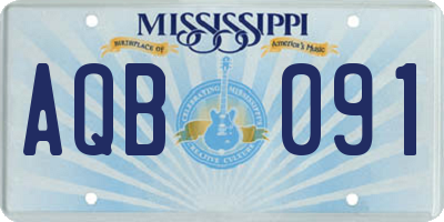 MS license plate AQB091
