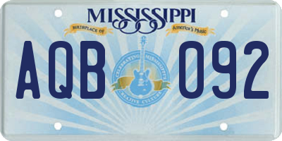 MS license plate AQB092