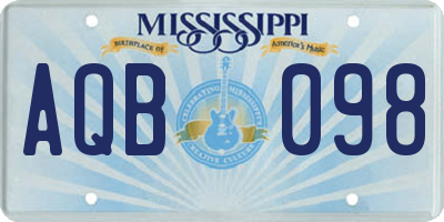 MS license plate AQB098