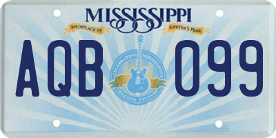 MS license plate AQB099