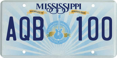 MS license plate AQB100