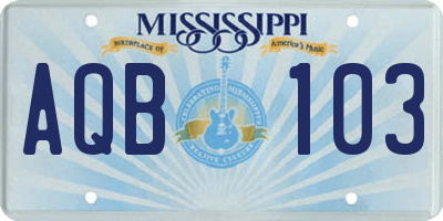 MS license plate AQB103