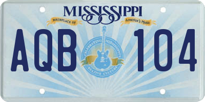 MS license plate AQB104