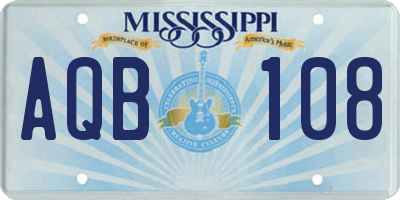 MS license plate AQB108