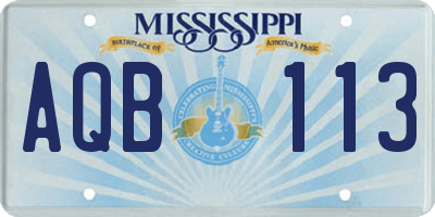 MS license plate AQB113