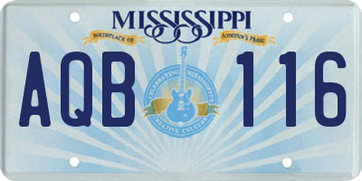 MS license plate AQB116