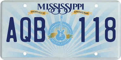 MS license plate AQB118