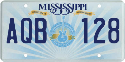MS license plate AQB128