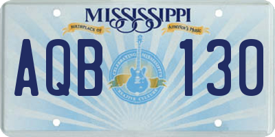 MS license plate AQB130