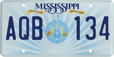 MS license plate AQB134