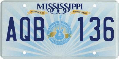 MS license plate AQB136