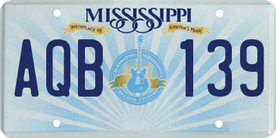 MS license plate AQB139