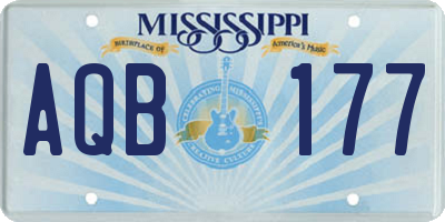 MS license plate AQB177