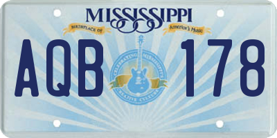 MS license plate AQB178