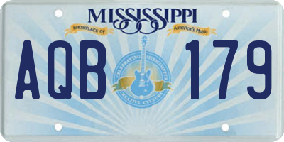 MS license plate AQB179