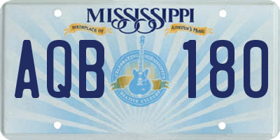 MS license plate AQB180