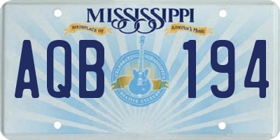 MS license plate AQB194
