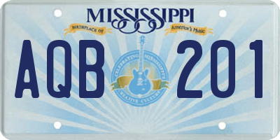 MS license plate AQB201