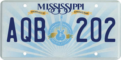 MS license plate AQB202