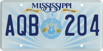 MS license plate AQB204