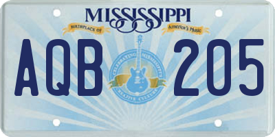 MS license plate AQB205