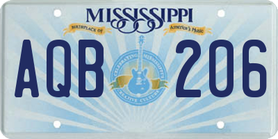 MS license plate AQB206