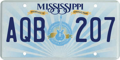 MS license plate AQB207