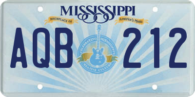 MS license plate AQB212