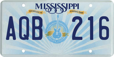 MS license plate AQB216
