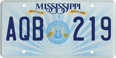 MS license plate AQB219
