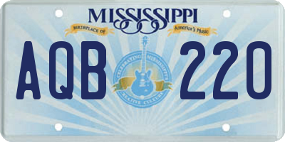 MS license plate AQB220