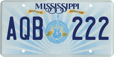 MS license plate AQB222