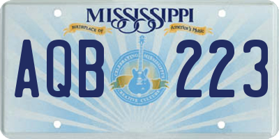 MS license plate AQB223