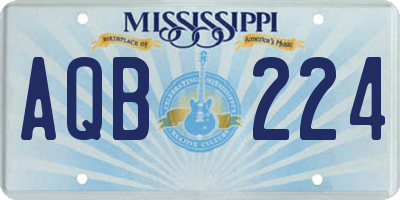 MS license plate AQB224