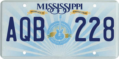 MS license plate AQB228