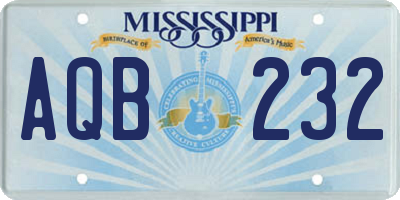 MS license plate AQB232