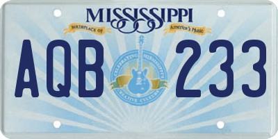 MS license plate AQB233