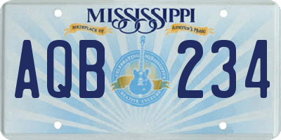 MS license plate AQB234