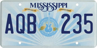MS license plate AQB235