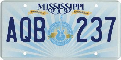 MS license plate AQB237